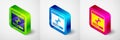 Isometric Loading a data window with a progress bar icon isolated on grey background. Square button. Vector