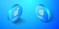 Isometric Loading and gear icon isolated on blue background. Progress bar icon. System software update. Loading process