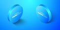 Isometric Loading icon isolated on blue background. Progress bar icon. Blue circle button. Vector