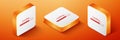 Isometric Loading icon isolated on orange background. Progress bar icon. Orange square button. Vector