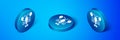 Isometric Lobster icon isolated on blue background. Blue circle button. Vector Royalty Free Stock Photo