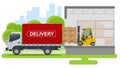 Isometric Logistics and Delivery concept. Delivery home and office. Logistics, Warehouse, Freight, Cargo Transportation Royalty Free Stock Photo