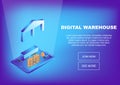 Isometric Logistics and Delivery Infographics. Digital warehouse concept.