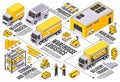 Isometric Logistics Flowchart Composition