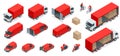 Isometric Logistics icons set of different transportation