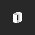 Isometric logo letter O shape, abstract door icon or zero number