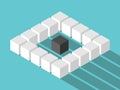 Isometric lonely cube concept Royalty Free Stock Photo
