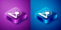 Isometric Lottery machine icon isolated on blue and purple background. Lotto bingo game of luck concept. Wheel drum