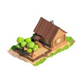 Isometric low poly house, 3D rendering