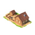 Isometric low poly house, 3D rendering