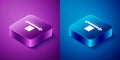 Isometric Luxury limousine car and carpet icon isolated on blue and purple background. For world premiere celebrities