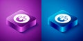 Isometric Magnet icon isolated on blue and purple background. Horseshoe magnet, magnetism, magnetize, attraction. Square Royalty Free Stock Photo