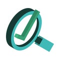 isometric magnifier check mark