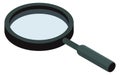 Isometric magnifying glass icon. Research and focus symbol