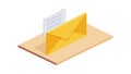 Isometric Mail Envelope with Flag Notification, vector design Generative AI Royalty Free Stock Photo