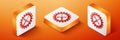 Isometric Maintenance symbol - screwdriver, spanner and cogwheel icon isolated on orange background. Service tool symbol. Setting