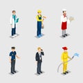 Isometric Male Characters Professions Set