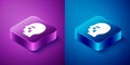 Isometric Man graves funeral sorrow icon isolated on blue and purple background. The emotion of grief, sadness, sorrow