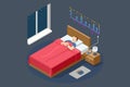 Isometric man relies on gadgets during sleep. An app on a fitness tracker. The tracker monitors both heart rate and