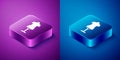 Isometric Mannequin icon isolated on blue and purple background. Tailor dummy. Square button. Vector Royalty Free Stock Photo
