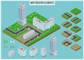 Isometric map creator elements for city building Royalty Free Stock Photo