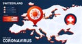 Isometric map of Europe with highlighted country Switzerland vector illustration. coronavirus statistics. 2019-nCoV Dangerous
