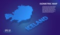 Isometric map of the ICELAND. Stylized flat map of the country on blue background. Modern isometric 3d location map with place for Royalty Free Stock Photo