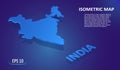 Isometric map of the INDIA. Stylized flat map of the country on blue background. Modern isometric 3d location map with place for Royalty Free Stock Photo