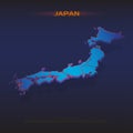 Isometric map of JAPAN. Stylized map of the country isolated on blue background. Modern isometric 3d detailed location map with