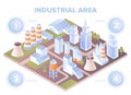 Isometric map or plan of urban industrial area