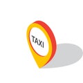 Isometric map pointer with taxi symbol. Taxi icon