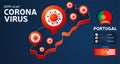 Isometric map of Portugal with highlighted country vector illustration on dark background. coronavirus statistics. 2019-nCoV