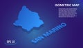 Isometric map of the SAN MARINO. Stylized flat map of the country on blue background. Modern isometric 3d location map