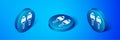 Isometric Maracas icon isolated on blue background. Music maracas instrument mexico. Blue circle button. Vector Royalty Free Stock Photo