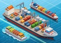 Isometric marine cargo transportation Royalty Free Stock Photo