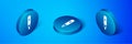 Isometric Marker pen icon isolated on blue background. Felt-tip pen. Blue circle button. Vector