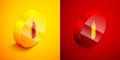 Isometric Marker pen icon isolated on orange and red background. Circle button. Vector Illustration
