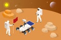 Isometric Mars Colonization, Biological terraforming, Paraterraforming, Adapting humans on Mars. Exploration of Mars Royalty Free Stock Photo