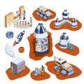 Isometric Mars Colonization Icon Set