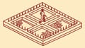 Isometric Maze with Human Figure Vector Illustration, vector design Generative AI Royalty Free Stock Photo