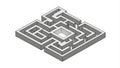 Isometric Maze Illustration Complex Puzzle with Central Goal and Intricate Paths Royalty Free Stock Photo