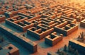 Isometric maze illustration in 3D design. Complex network of pathways creates challenging puzzle concept. Abstract background Royalty Free Stock Photo