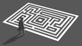 Isometric Maze with Person Navigating Complex Pathways, vector design Generative AI Royalty Free Stock Photo