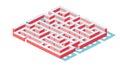 Isometric Maze Puzzle Game Logic Challenge Solution, vector design Generative AI Royalty Free Stock Photo