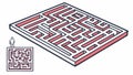 Isometric Maze Puzzle Vector Art, Complex Labyrinth, vector design Generative AI Royalty Free Stock Photo