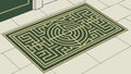 Isometric Maze Rug: Decorative Pattern Challenging Puzzle Design, vector design Generative AI Royalty Free Stock Photo