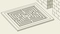 Isometric Maze with Walls and Human Figure, vector design Generative AI Royalty Free Stock Photo