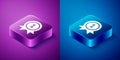 Isometric Medal icon isolated on blue and purple background. Winner achievement sign. Award medal. Square button. Vector