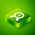 Isometric Medal icon isolated on green background. Winner symbol. Green square button. Vector