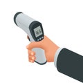 Isometric Medical Digital Non-Contact Infrared Thermometer. It measures the ambient and body temperature without contact Royalty Free Stock Photo